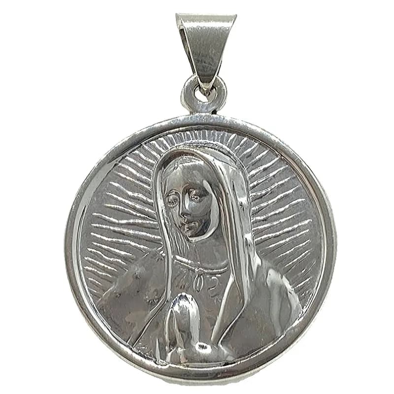 Medalla de Plata de La Virgen de Guadalupe a Medio Torso 40 MM