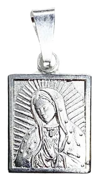 Medalla de Plata de La Virgen de Guadalupe en Cuadro Mini 8 MM