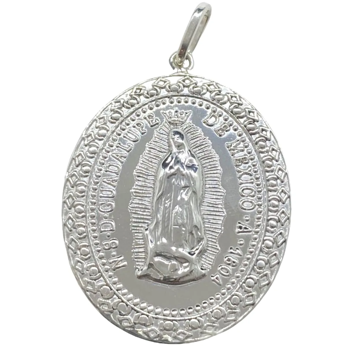 Medalla de Plata de La Virgen de Guadalupe Ovalada 22 MM