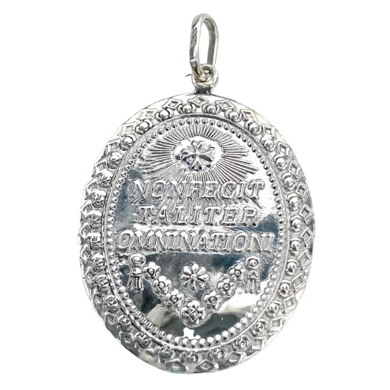 Medalla de Plata de La Virgen de Guadalupe Ovalada 22 MM (reverso)