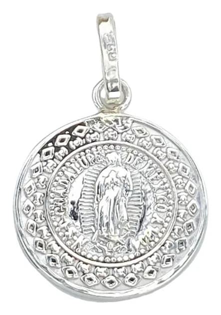 Medalla de Plata de La Virgen de Guadalupe Clásica Redonda Chica 16 MM