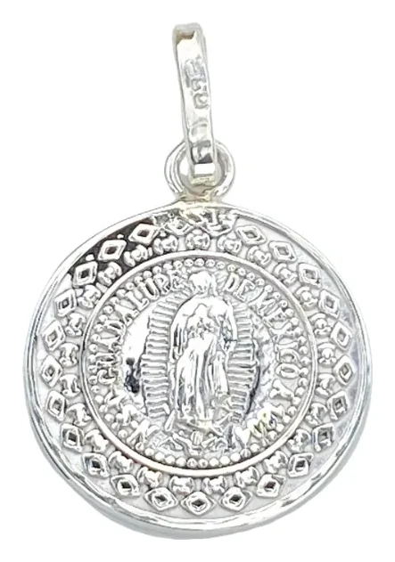 Medalla de Plata de La Virgen de Guadalupe Clásica Redonda Chica 16 MM