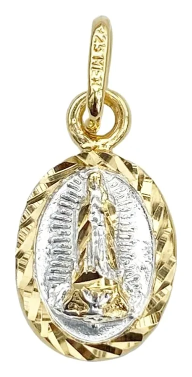 Medalla de Plata de La Virgen de Guadalupe con baño de oro 10 MM